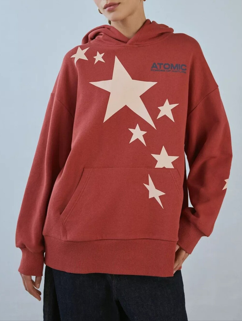 Urban Outfitters Y2K Red Atomic Star Graphic Hoodie Sweatshirt